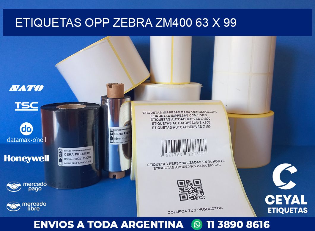 ETIQUETAS OPP ZEBRA ZM400 63 x 99