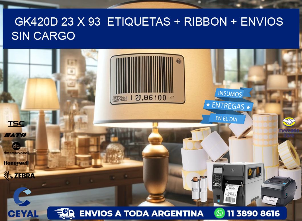 GK420D 23 x 93  etiquetas + ribbon + envios sin cargo