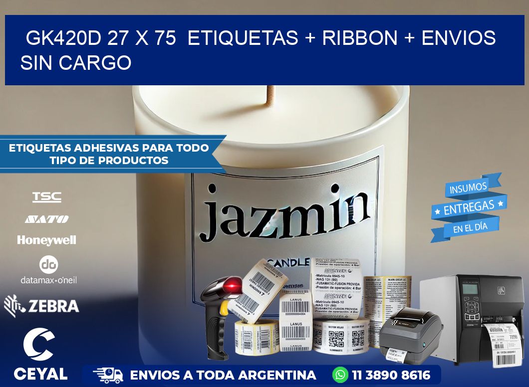 GK420D 27 x 75  etiquetas + ribbon + envios sin cargo