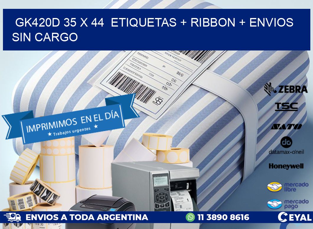 GK420D 35 x 44  etiquetas + ribbon + envios sin cargo