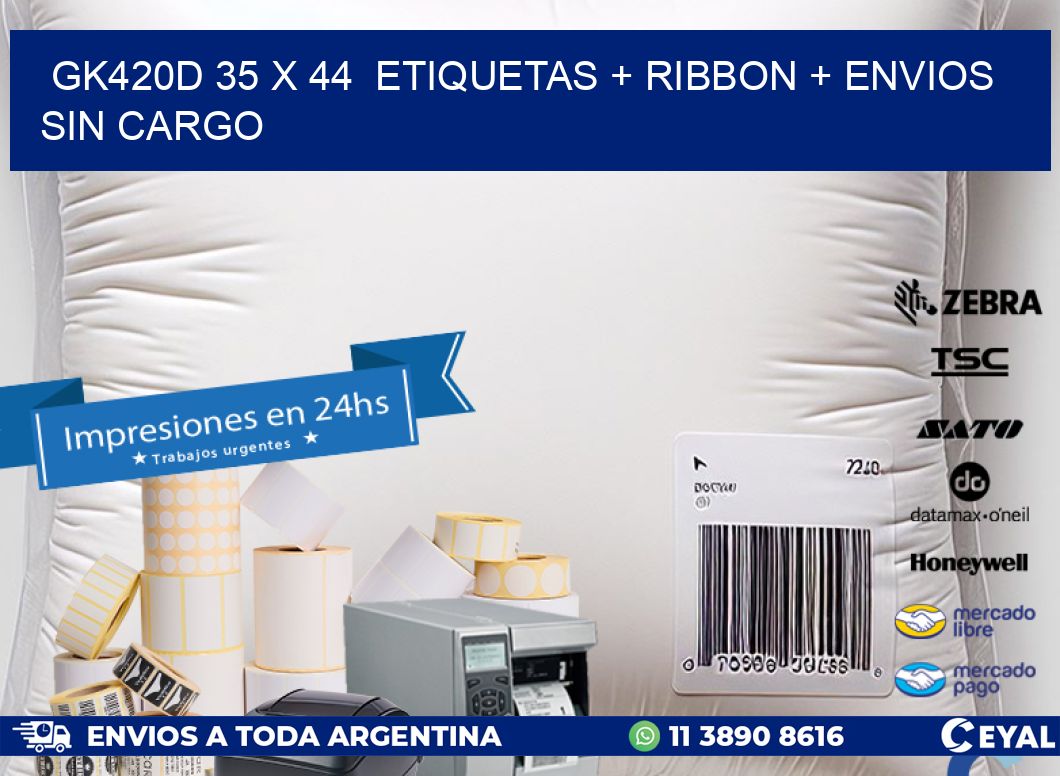 GK420D 35 x 44  etiquetas + ribbon + envios sin cargo