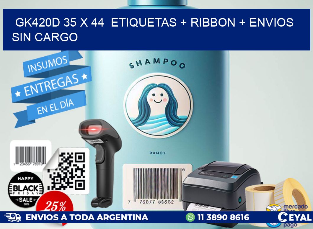 GK420D 35 x 44  etiquetas + ribbon + envios sin cargo