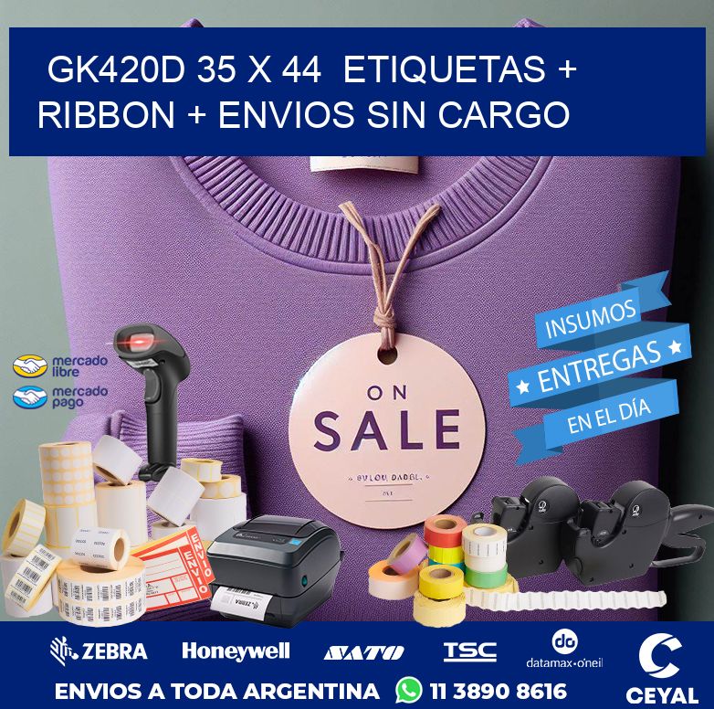 GK420D 35 x 44  etiquetas + ribbon + envios sin cargo