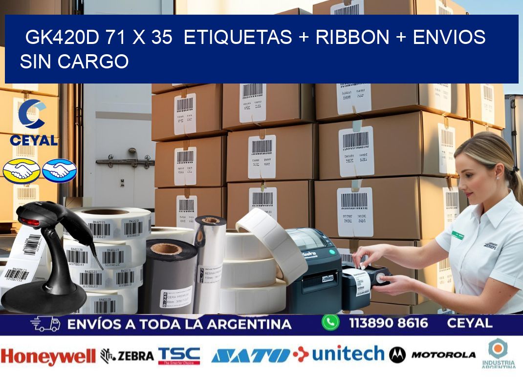 GK420D 71 x 35  etiquetas + ribbon + envios sin cargo