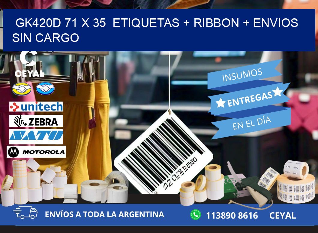 GK420D 71 x 35  etiquetas + ribbon + envios sin cargo
