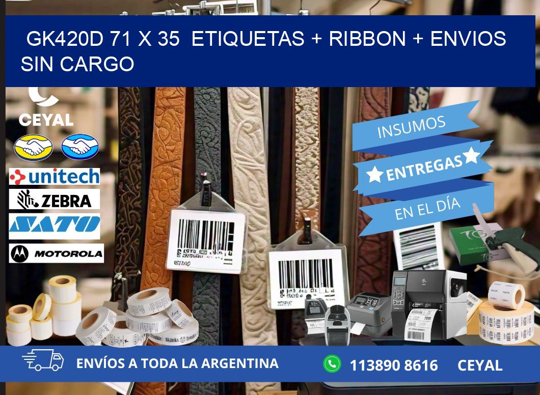 GK420D 71 x 35  etiquetas + ribbon + envios sin cargo