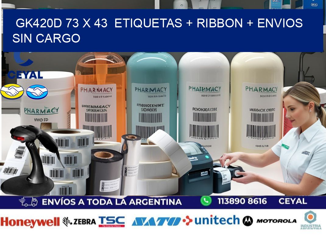 GK420D 73 x 43  etiquetas + ribbon + envios sin cargo