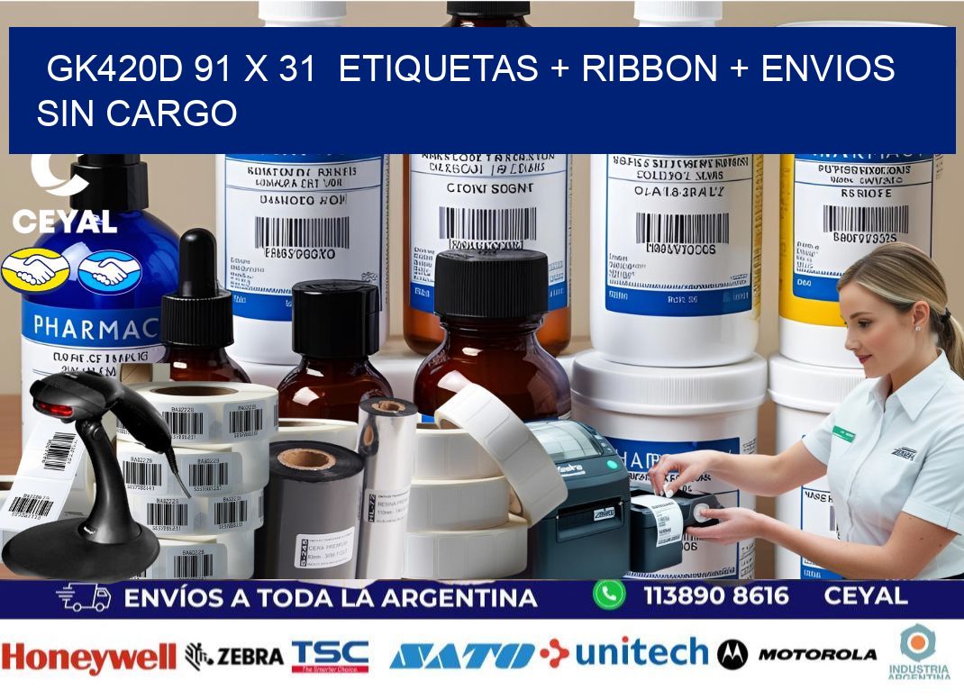 GK420D 91 x 31  etiquetas + ribbon + envios sin cargo