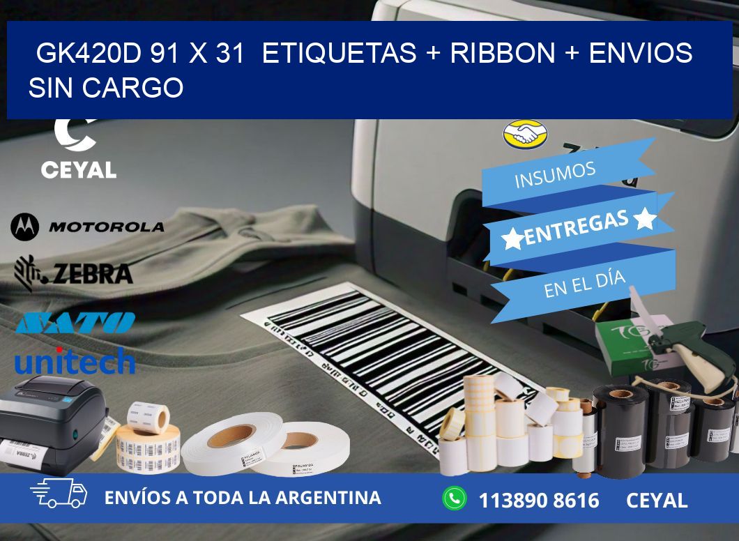 GK420D 91 x 31  etiquetas + ribbon + envios sin cargo