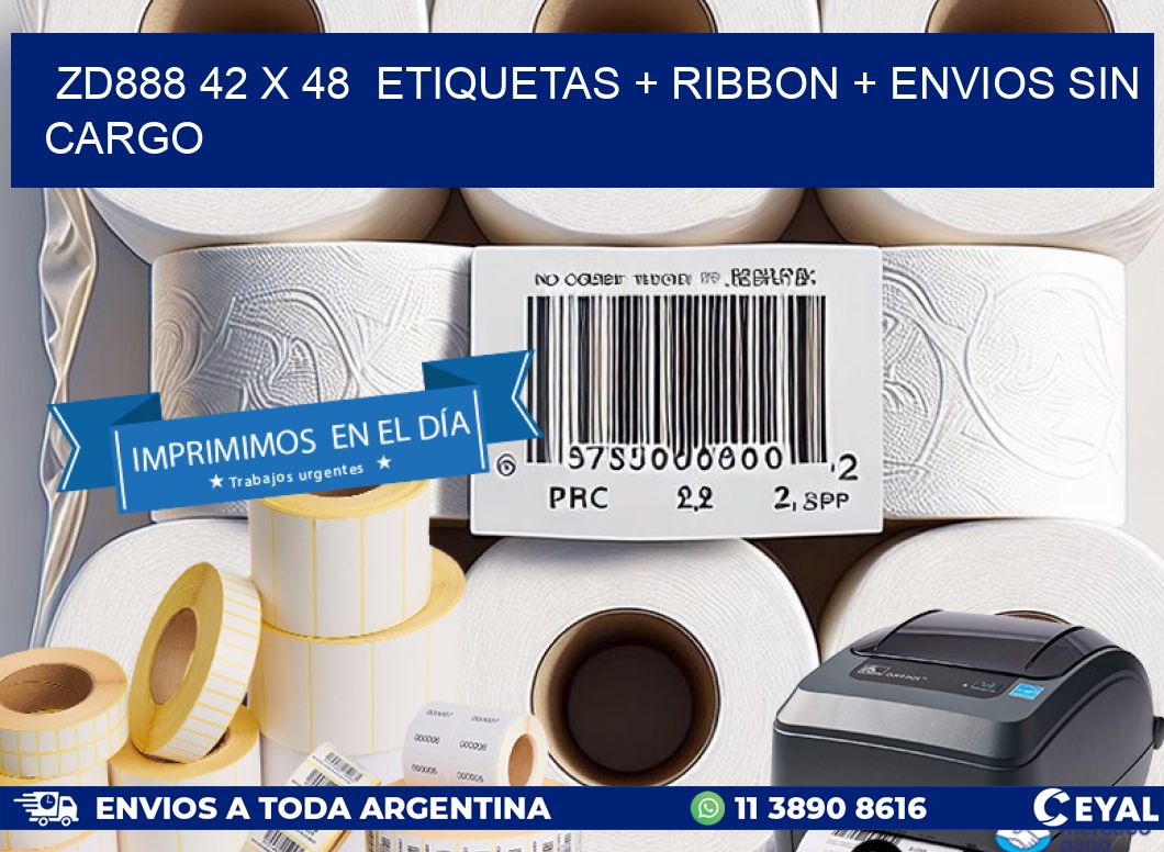 ZD888 42 x 48  etiquetas + ribbon + envios sin cargo