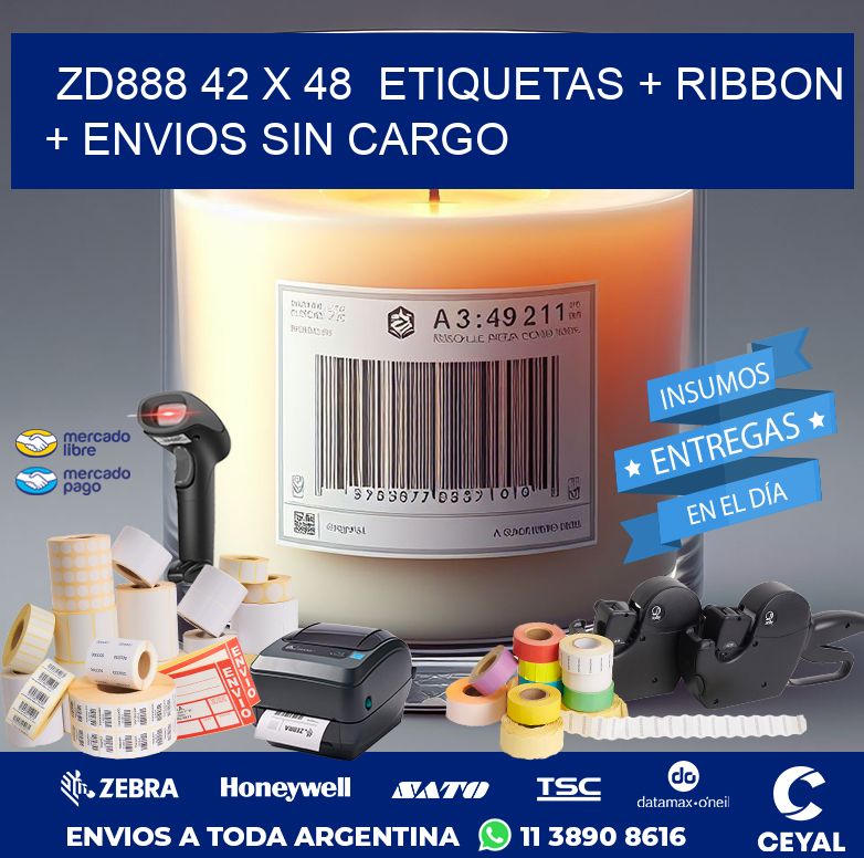 ZD888 42 x 48  etiquetas + ribbon + envios sin cargo