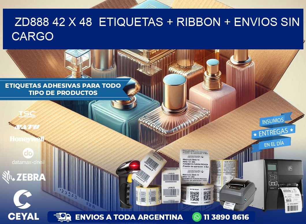 ZD888 42 x 48  etiquetas + ribbon + envios sin cargo