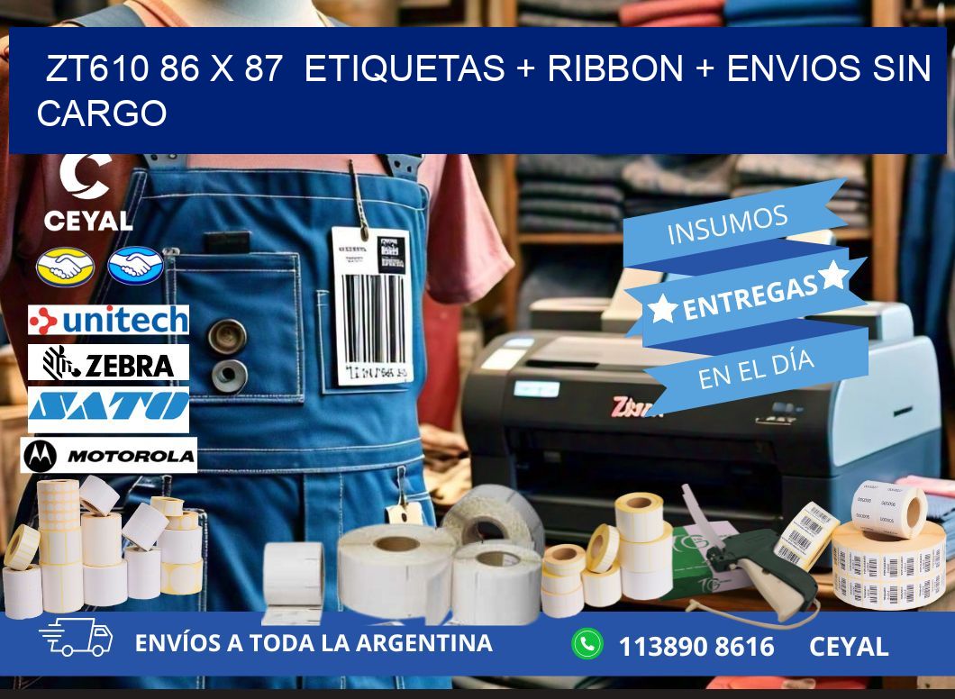ZT610 86 x 87  etiquetas + ribbon + envios sin cargo