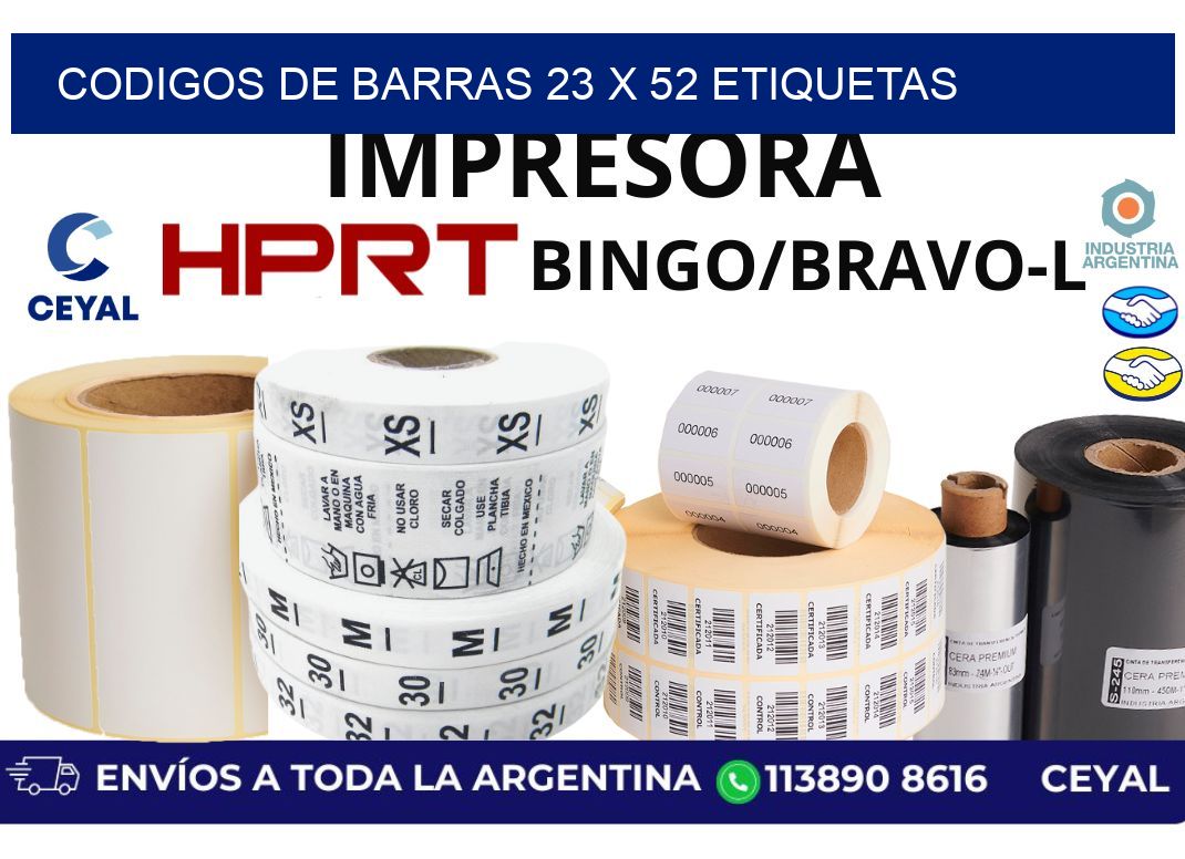 codigos de barras 23 x 52 etiquetas