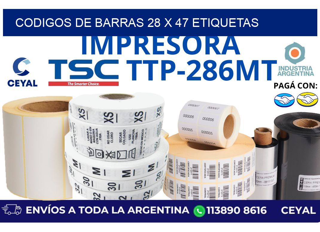 codigos de barras 28 x 47 etiquetas