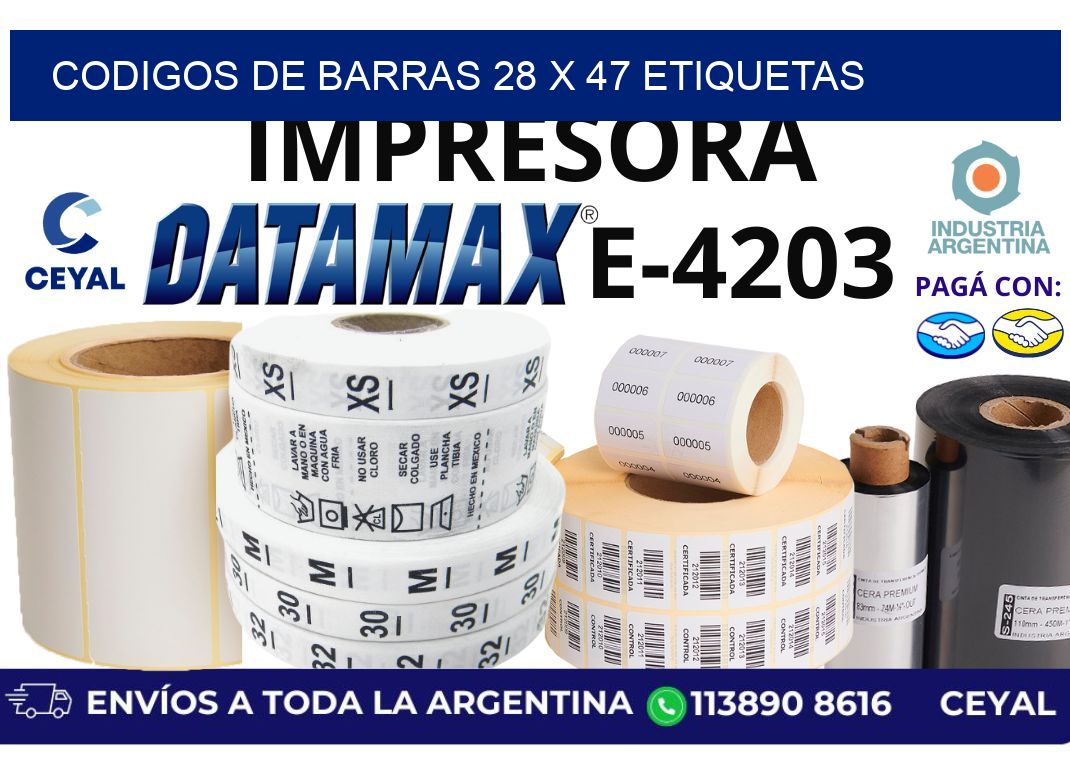 codigos de barras 28 x 47 etiquetas
