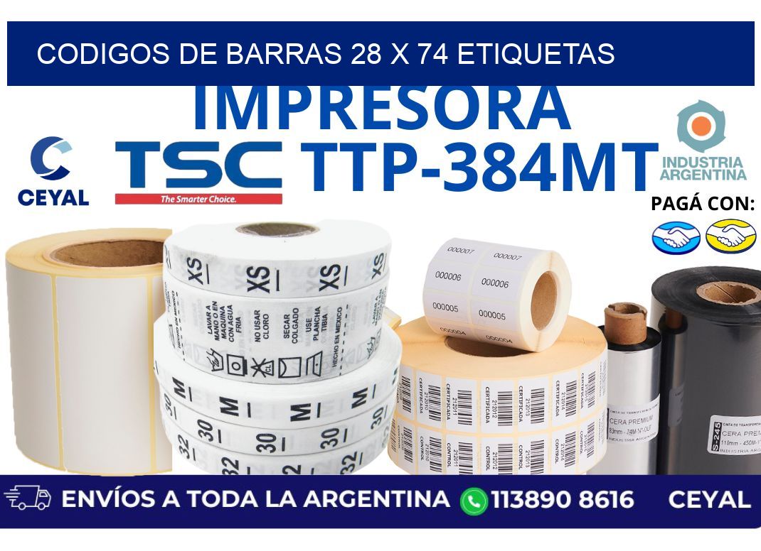 codigos de barras 28 x 74 etiquetas
