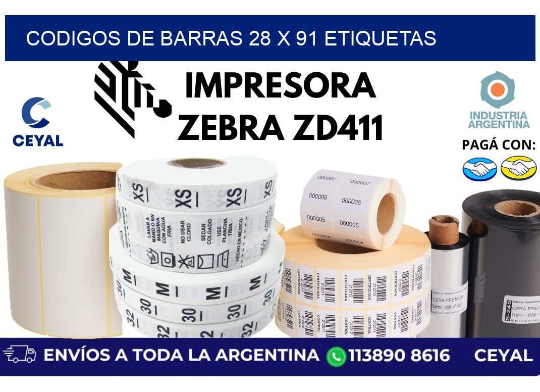 codigos de barras 28 x 91 etiquetas