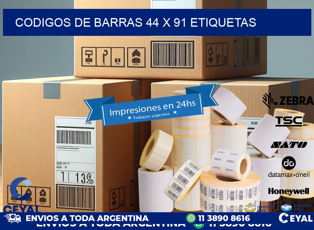 codigos de barras 44 x 91 etiquetas