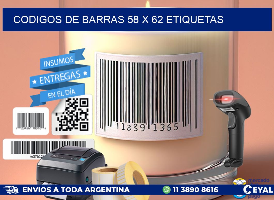 codigos de barras 58 x 62 etiquetas