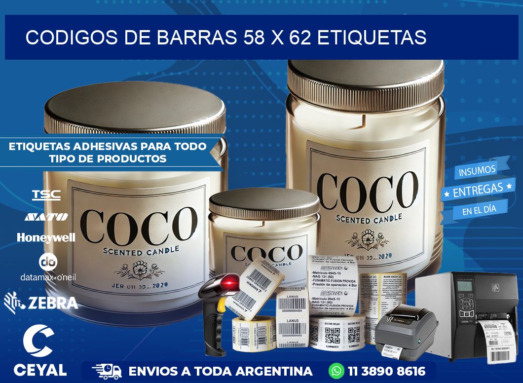 codigos de barras 58 x 62 etiquetas
