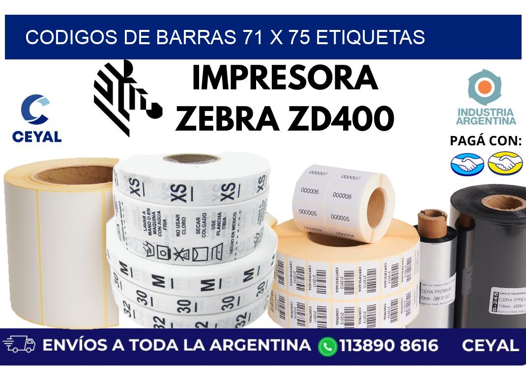 codigos de barras 71 x 75 etiquetas