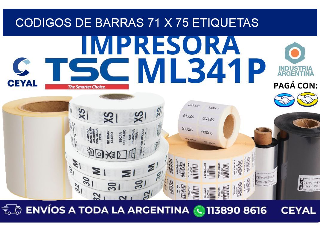 codigos de barras 71 x 75 etiquetas
