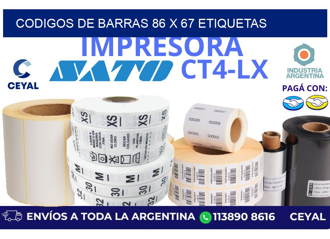 codigos de barras 86 x 67 etiquetas