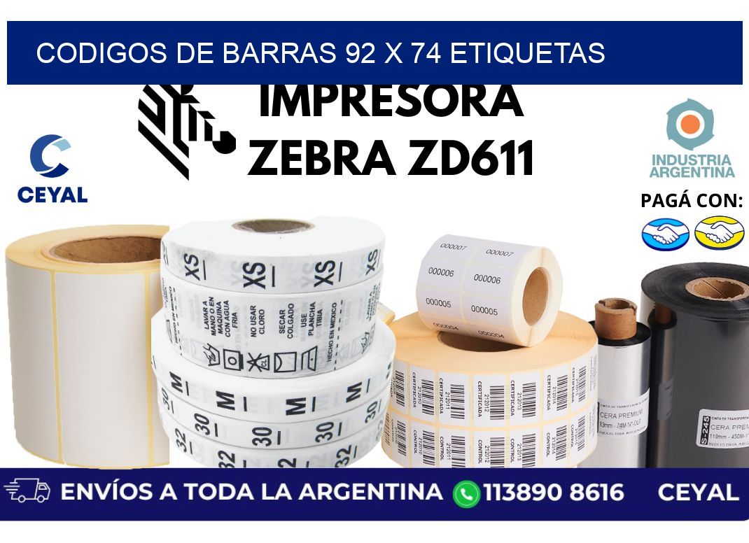 codigos de barras 92 x 74 etiquetas