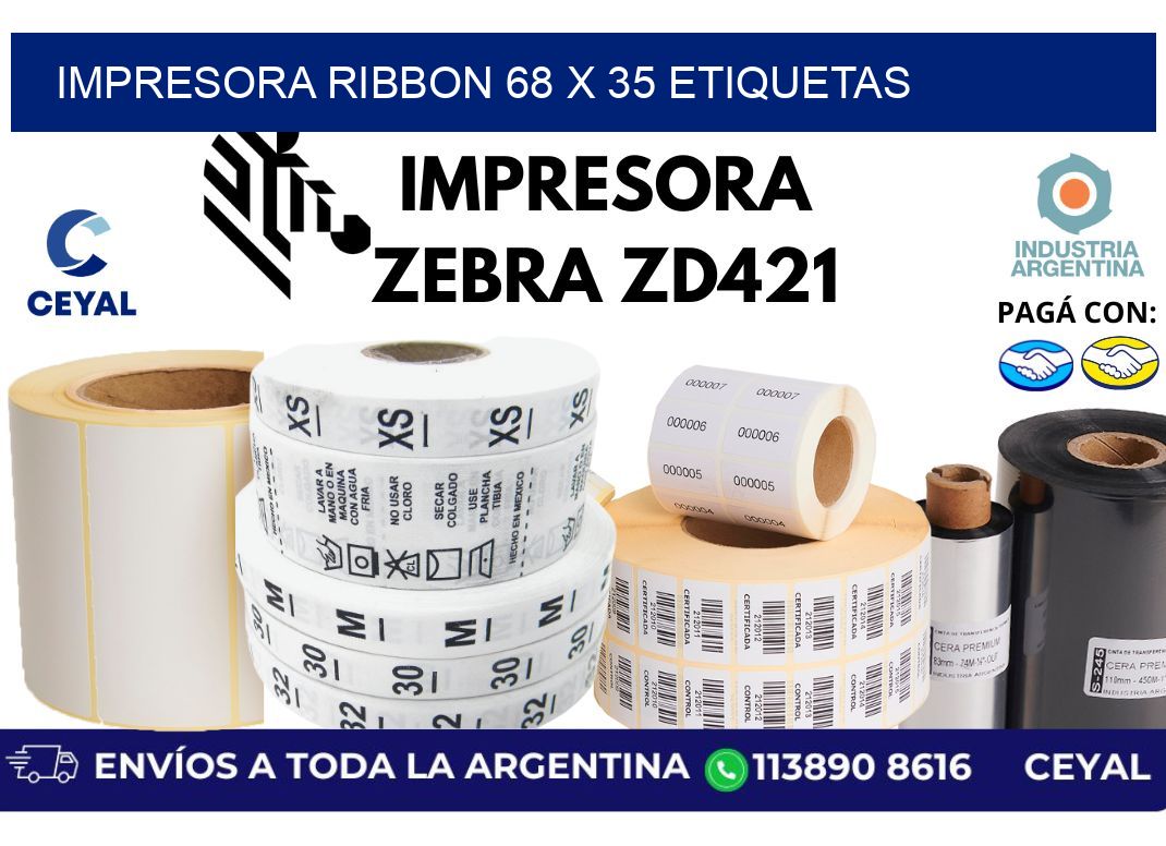 impresora ribbon 68 x 35 etiquetas