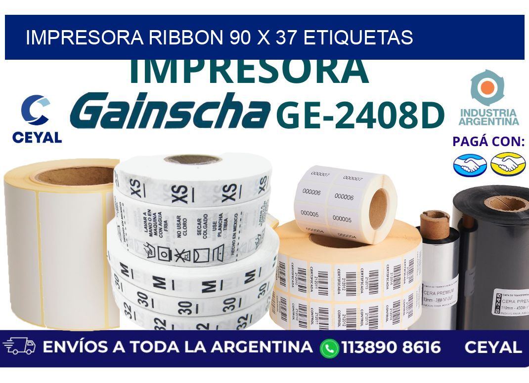 impresora ribbon 90 x 37 etiquetas