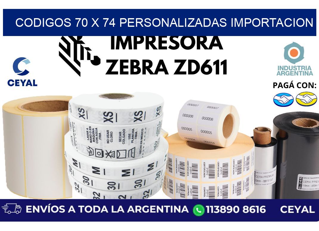 codigos 70 x 74 personalizadas importacion