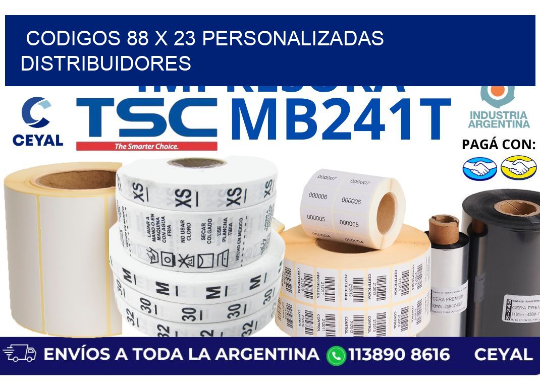 codigos 88 x 23 personalizadas distribuidores