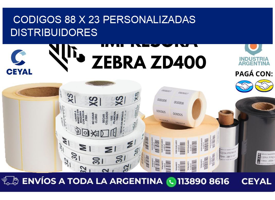 codigos 88 x 23 personalizadas distribuidores