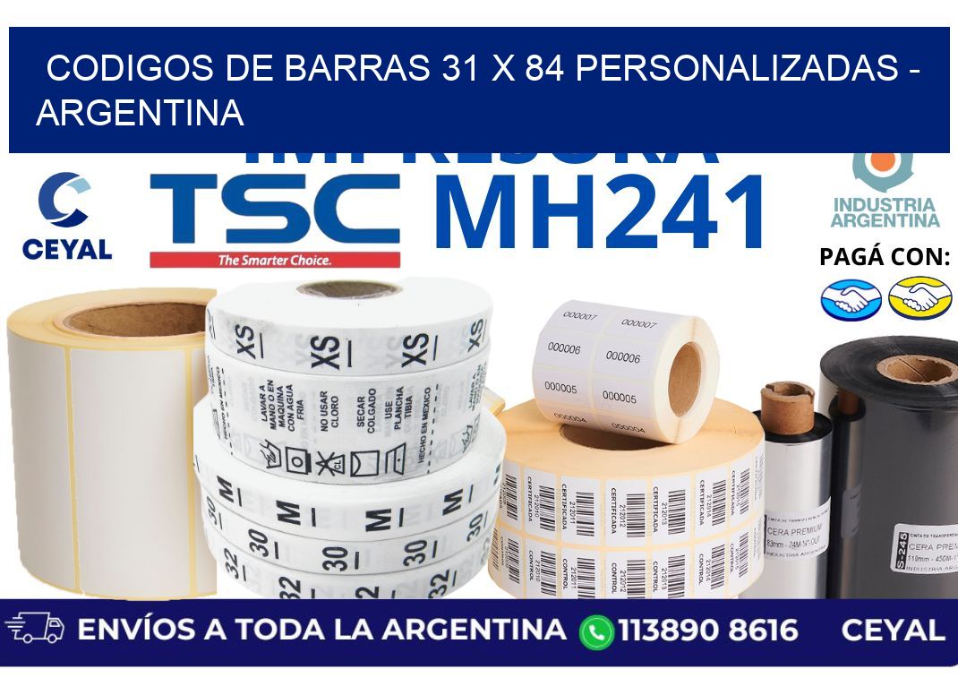 codigos de barras 31 x 84 personalizadas - Argentina