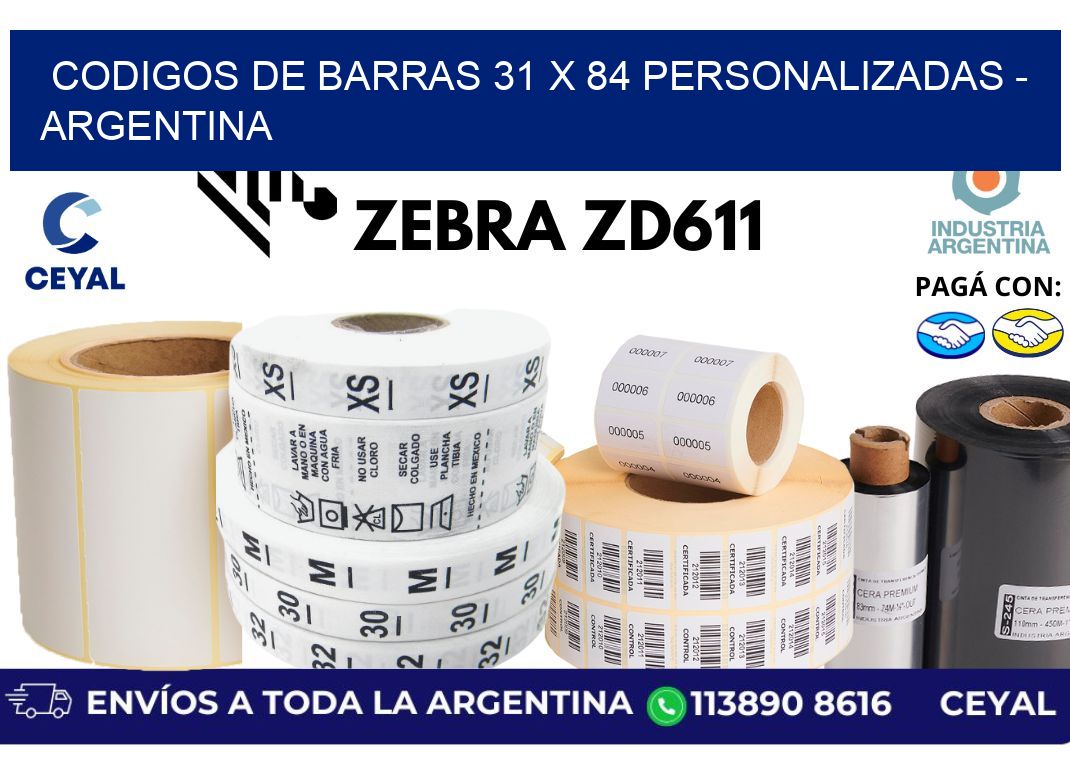 codigos de barras 31 x 84 personalizadas – Argentina