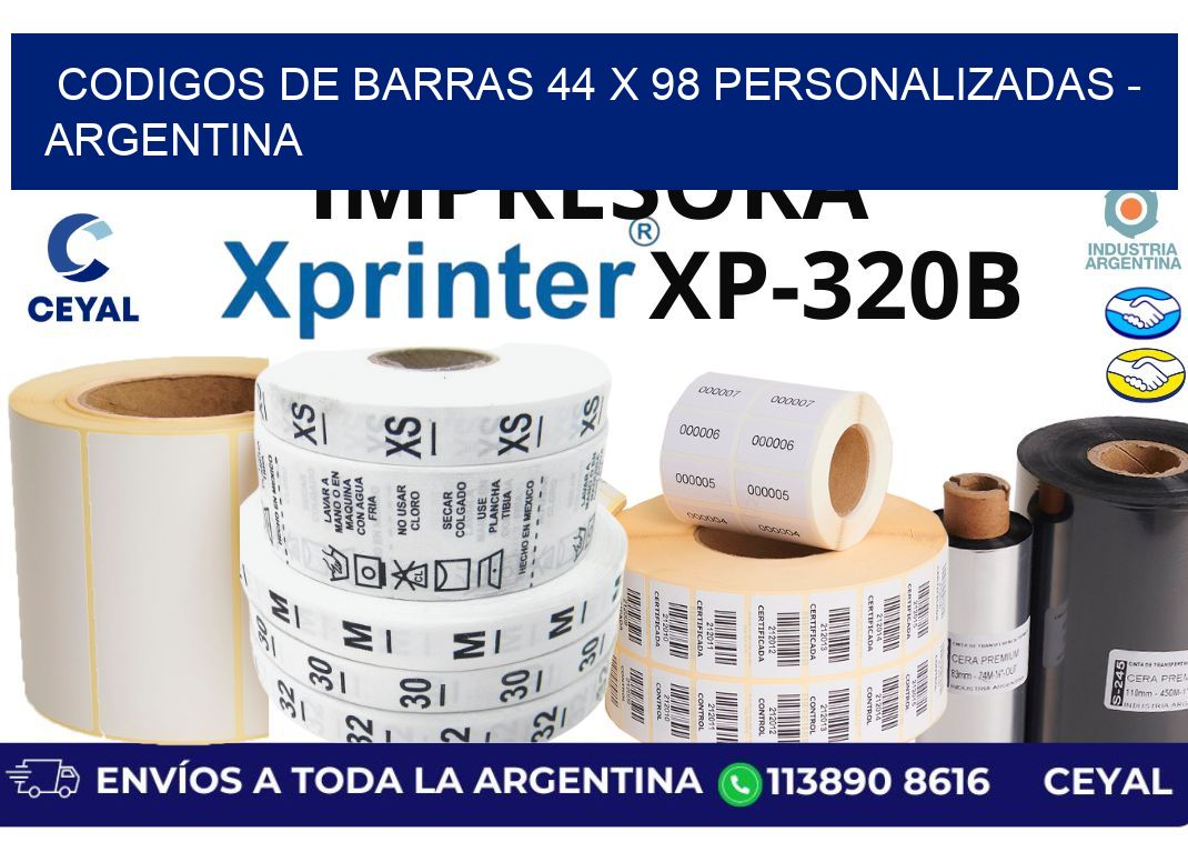 codigos de barras 44 x 98 personalizadas - Argentina