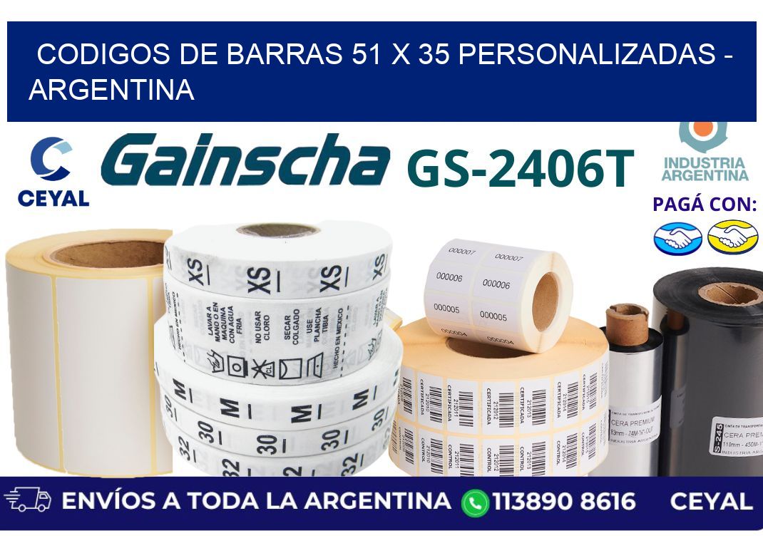 codigos de barras 51 x 35 personalizadas - Argentina