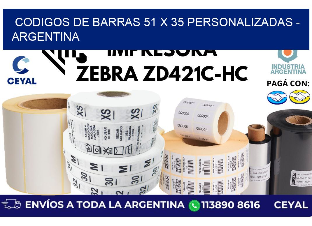 codigos de barras 51 x 35 personalizadas - Argentina