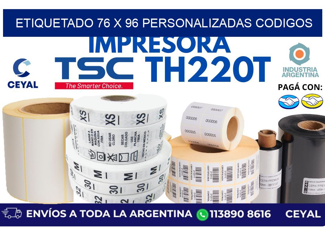 etiquetado 76 x 96 personalizadas codigos