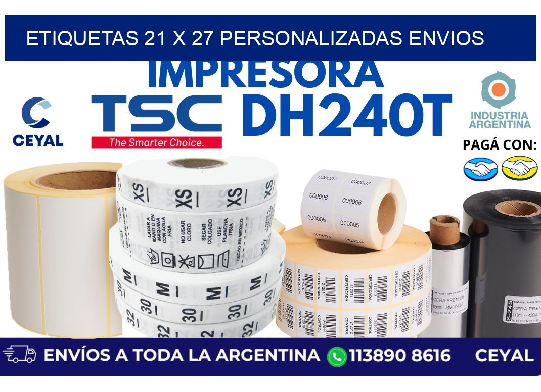 etiquetas 21 x 27 personalizadas envios
