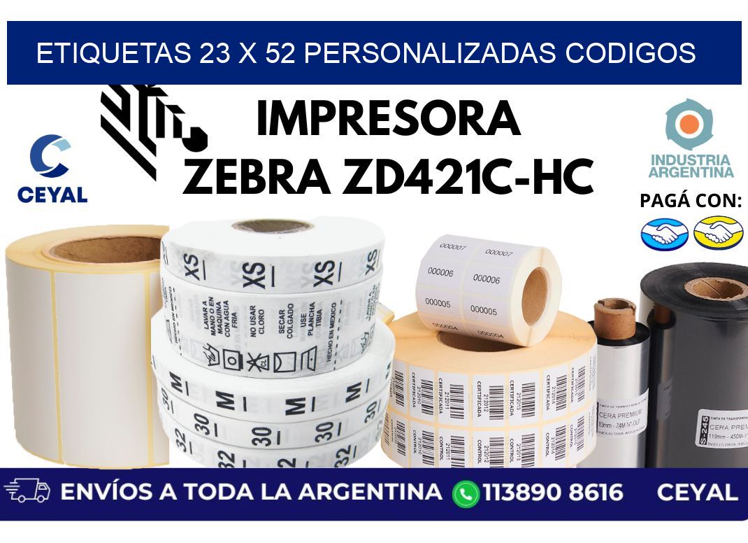 etiquetas 23 x 52 personalizadas codigos