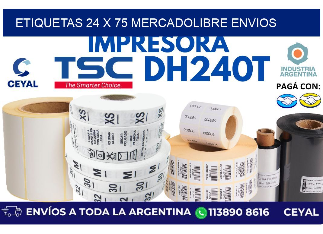etiquetas 24 x 75 mercadolibre envios