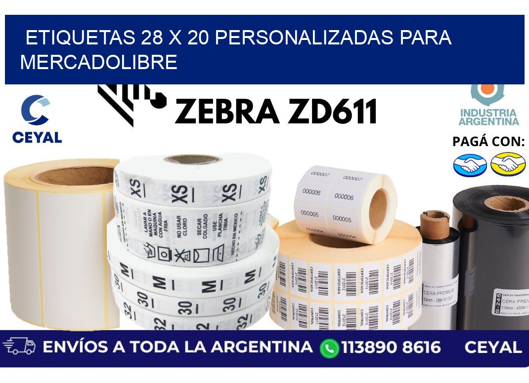 etiquetas 28 x 20 personalizadas para mercadolibre