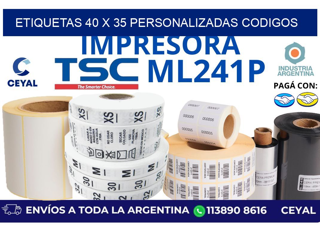 etiquetas 40 x 35 personalizadas codigos
