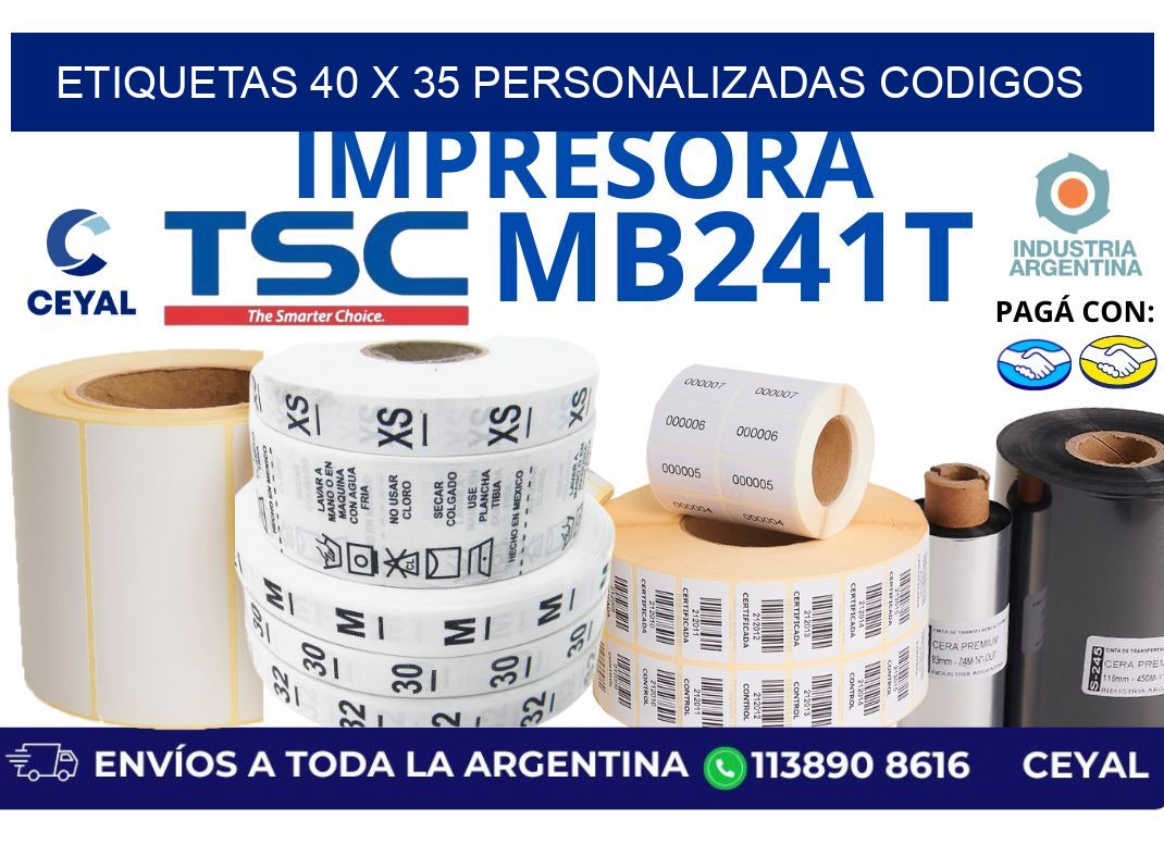 etiquetas 40 x 35 personalizadas codigos