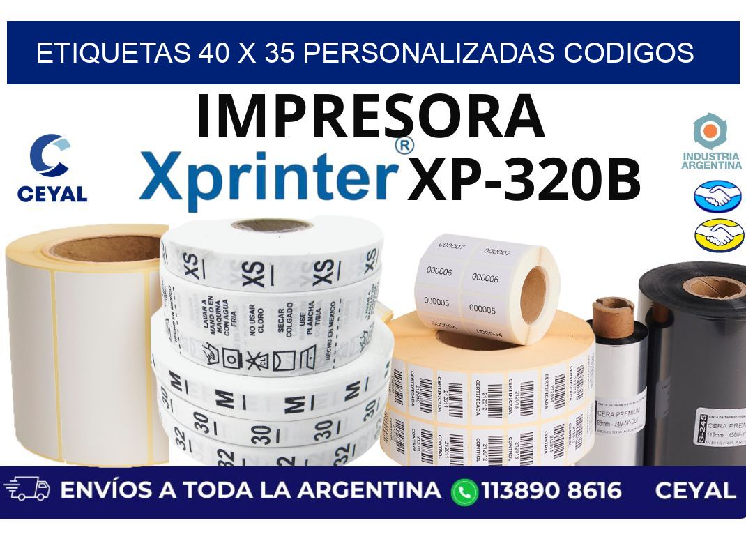 etiquetas 40 x 35 personalizadas codigos