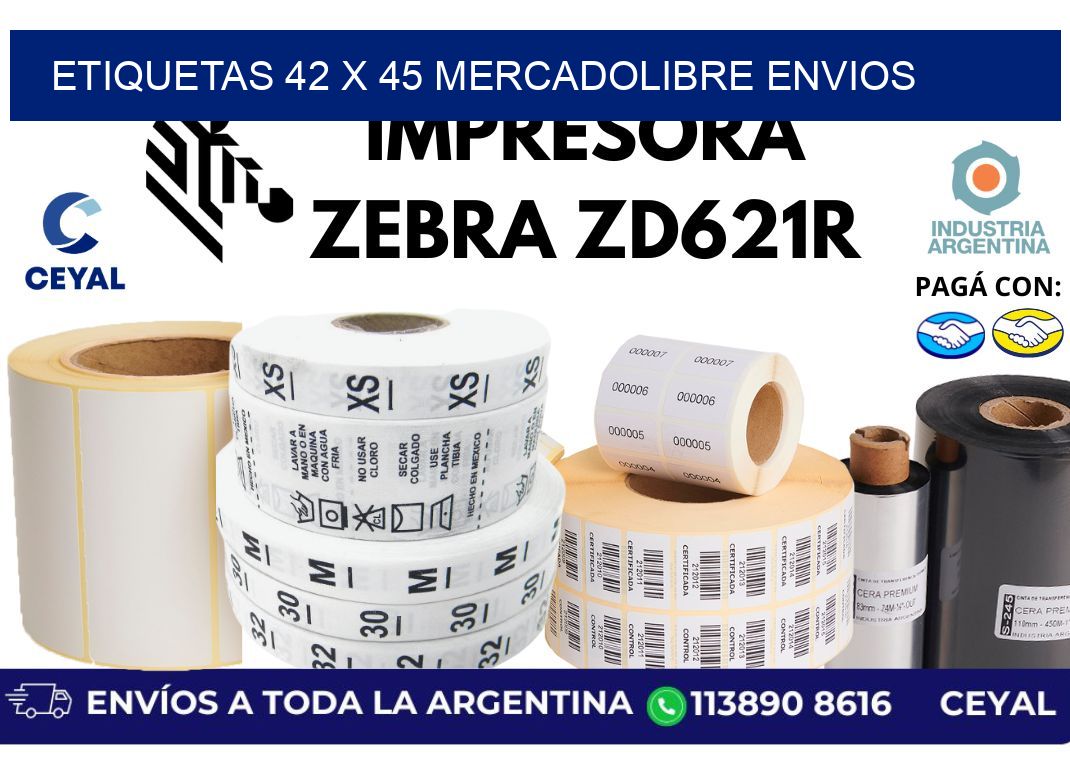 etiquetas 42 x 45 mercadolibre envios
