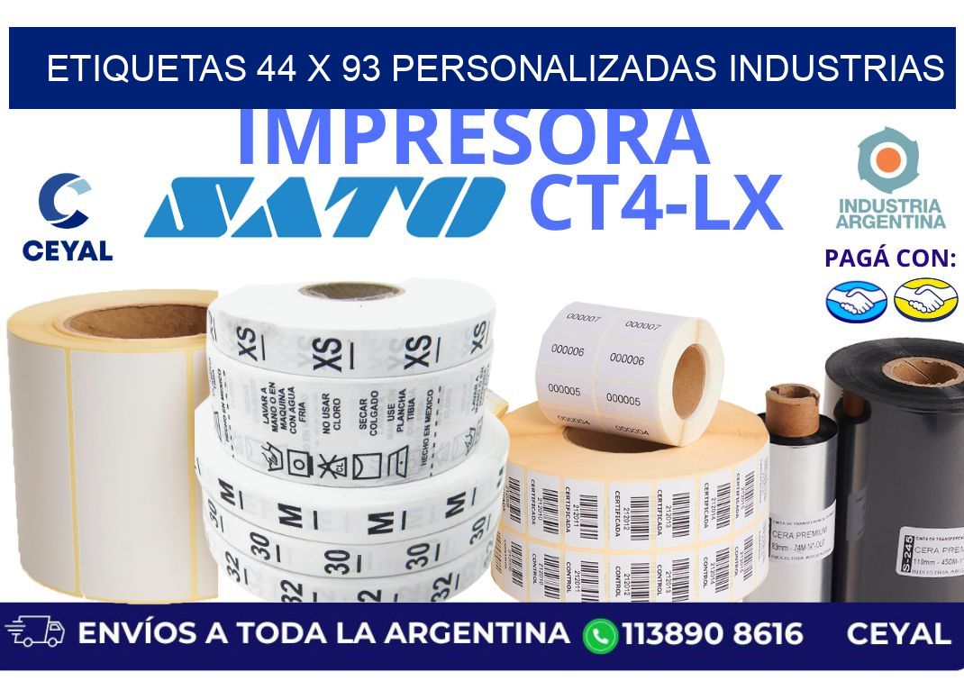 etiquetas 44 x 93 personalizadas industrias