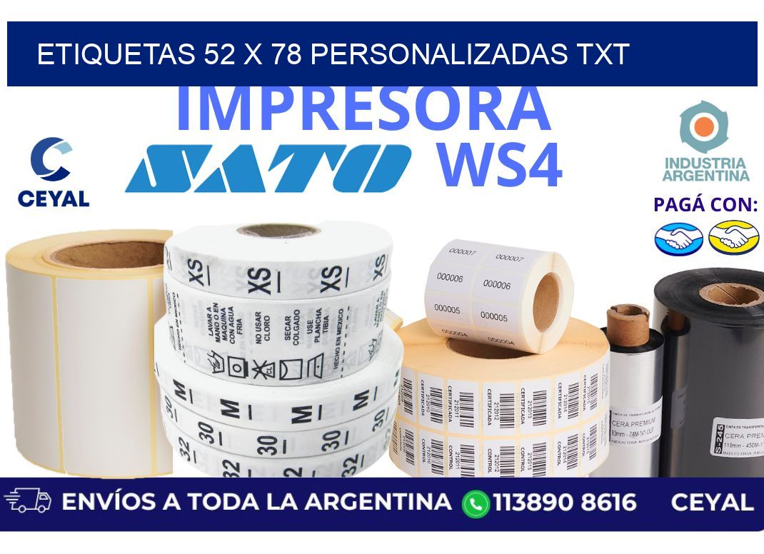 etiquetas 52 x 78 personalizadas txt